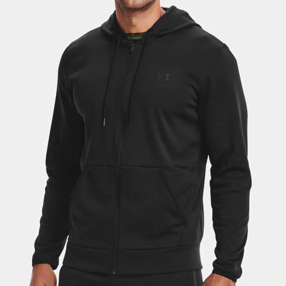 Under Armour • Fleece Full Zip Hooded Jacket • Small • Black • Coldgear - Picture 1 of 14